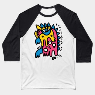 Graffiti Pink Blue Yellow Creature Baseball T-Shirt